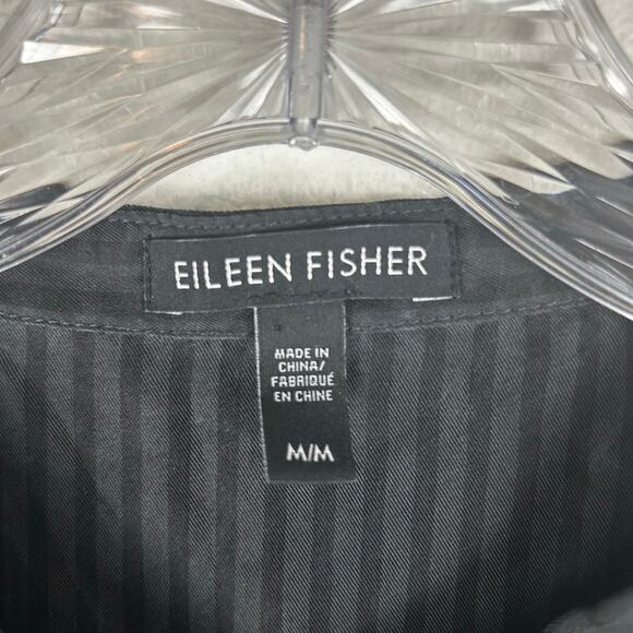 Eileen Fisher Silk Sleeveless Blouse Tunic Size Medium Black Stripe - Picture 2 of 5